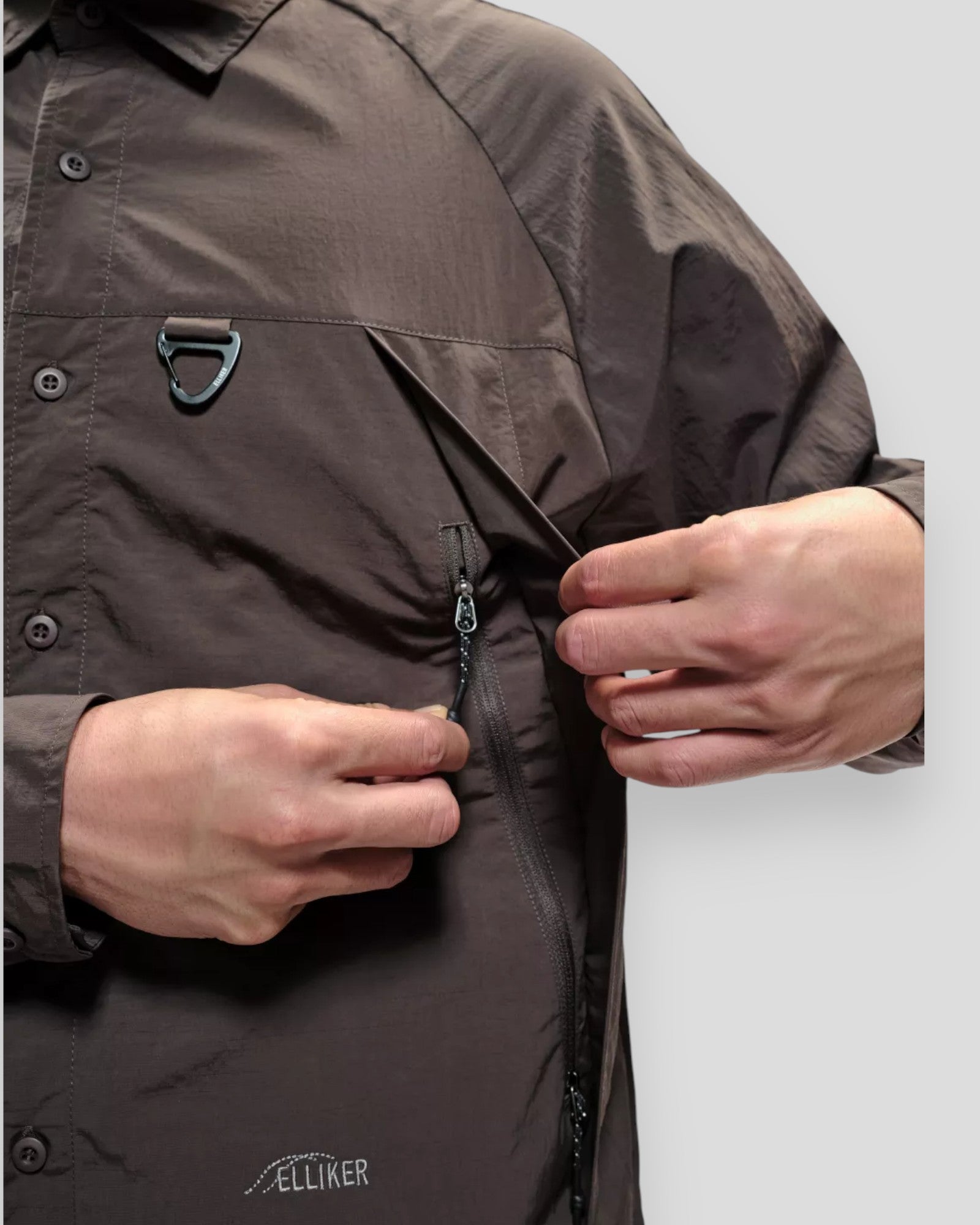 Craw Long Sleeve Zipper Tech Shirt - Grey