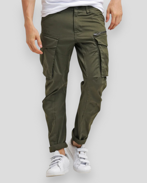 G-Star RAW Rovic Zip 3D Regular Tapered track pants in DK Bronze Green, featuring a tapered fit and zip details.