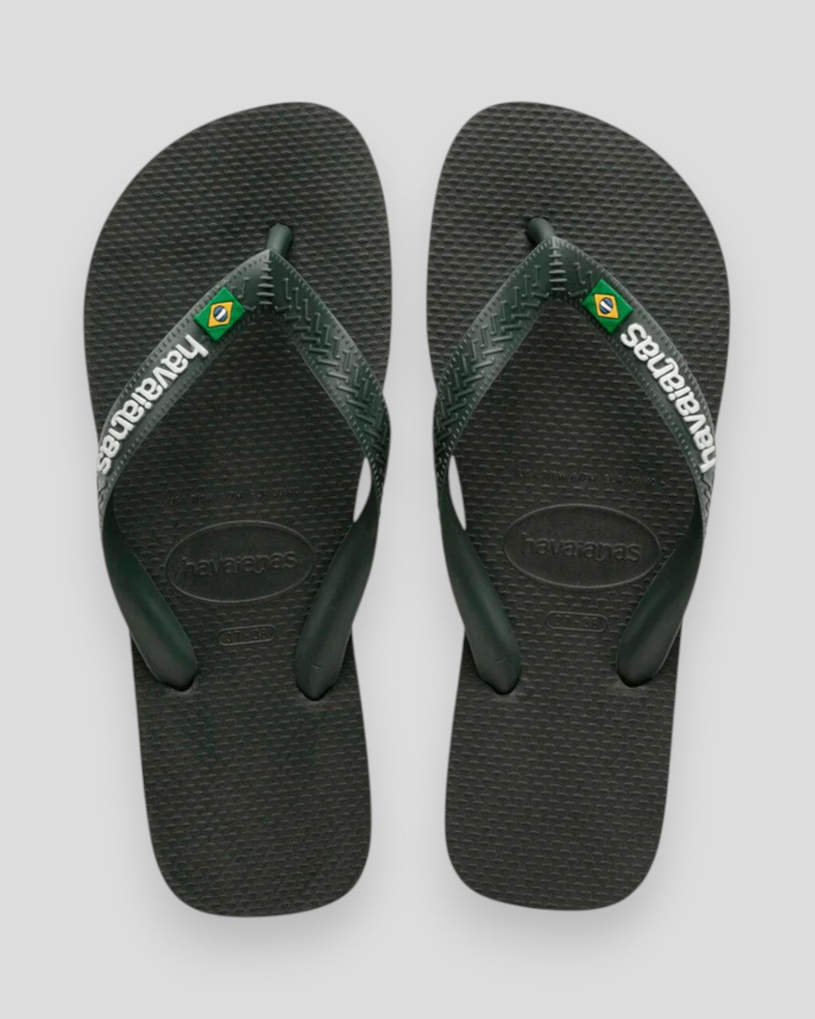 Havaianas Brasil Logo 5983 sandaler til mænd i grøn olivengrøn med Havaianas logo, komfortabelt sandaldesign.