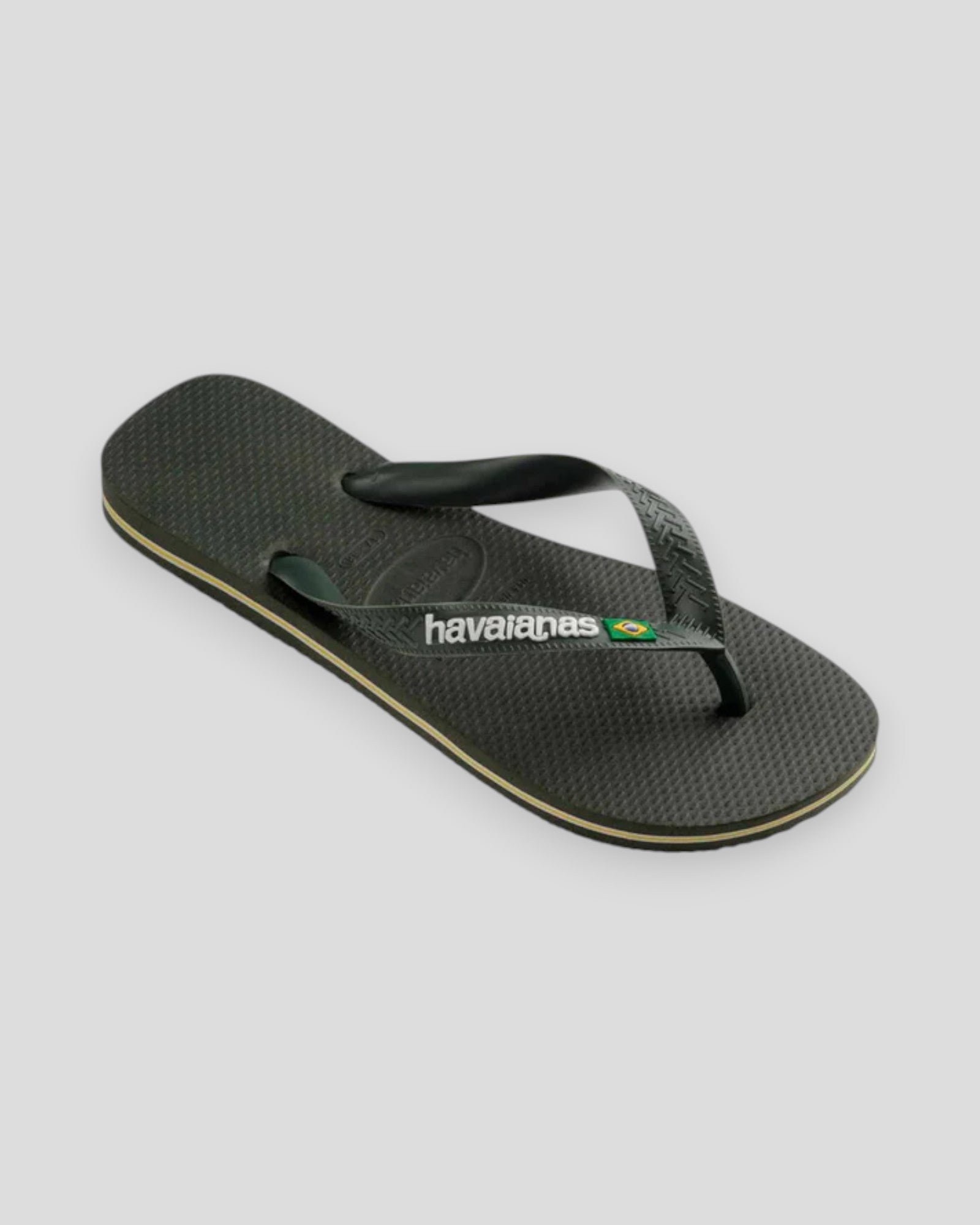 Havaianas Brasil Logo 5983 sandaler til mænd i grøn oliven med logo, komfortabelt fodtøj til sommerbrug.