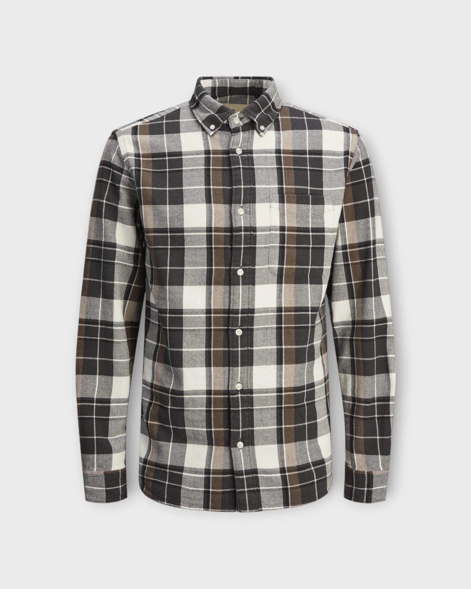 Brook Check Structure L/S Shirt SN Black Oyster - Ternet Jack & Jones Skjorte. Her set forfra.