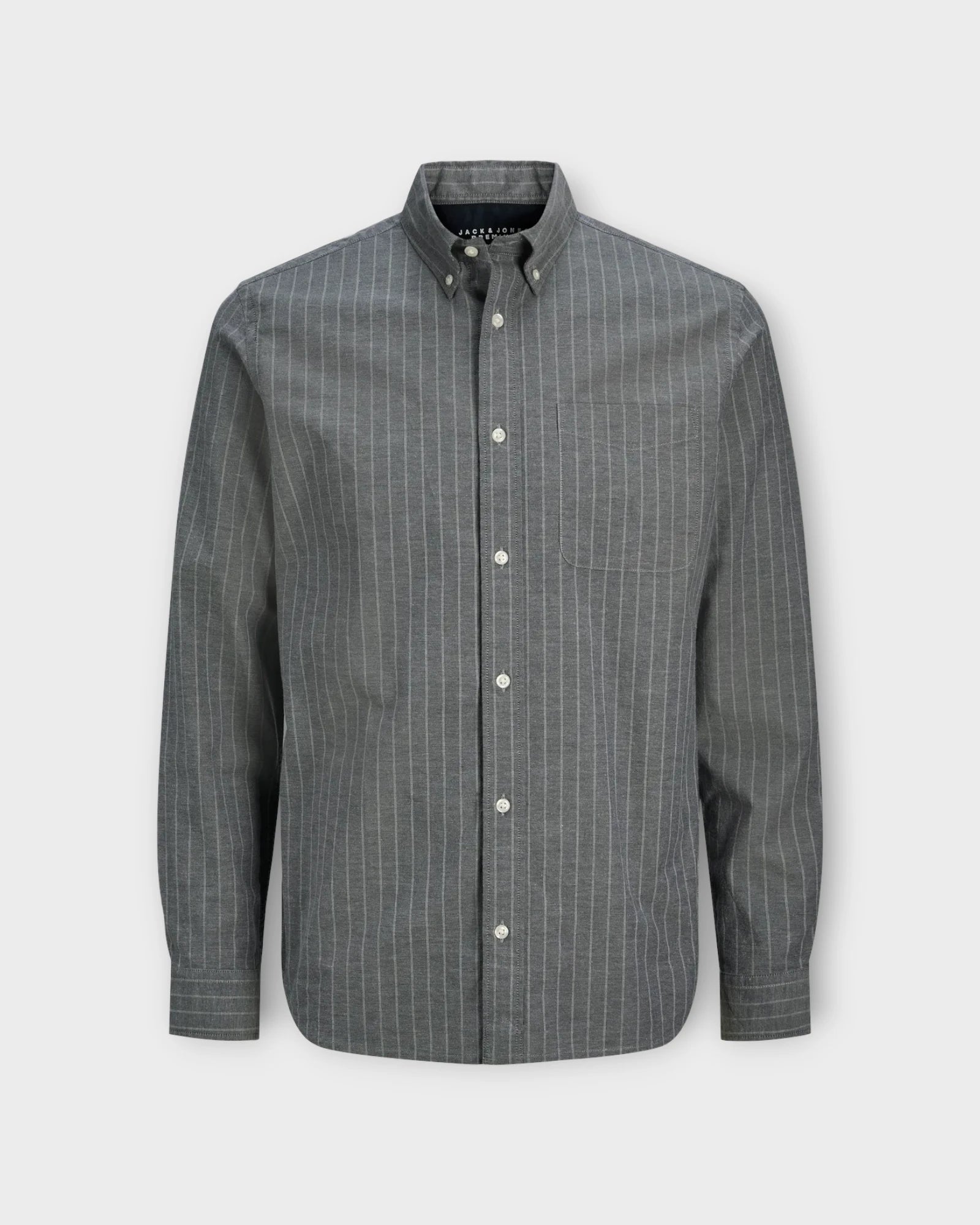 Brook Oxford Shirt L/S Dark Navy - Mørkeblå Jack & Jones Oxfordskjorte til Mænd. Her set forfra.