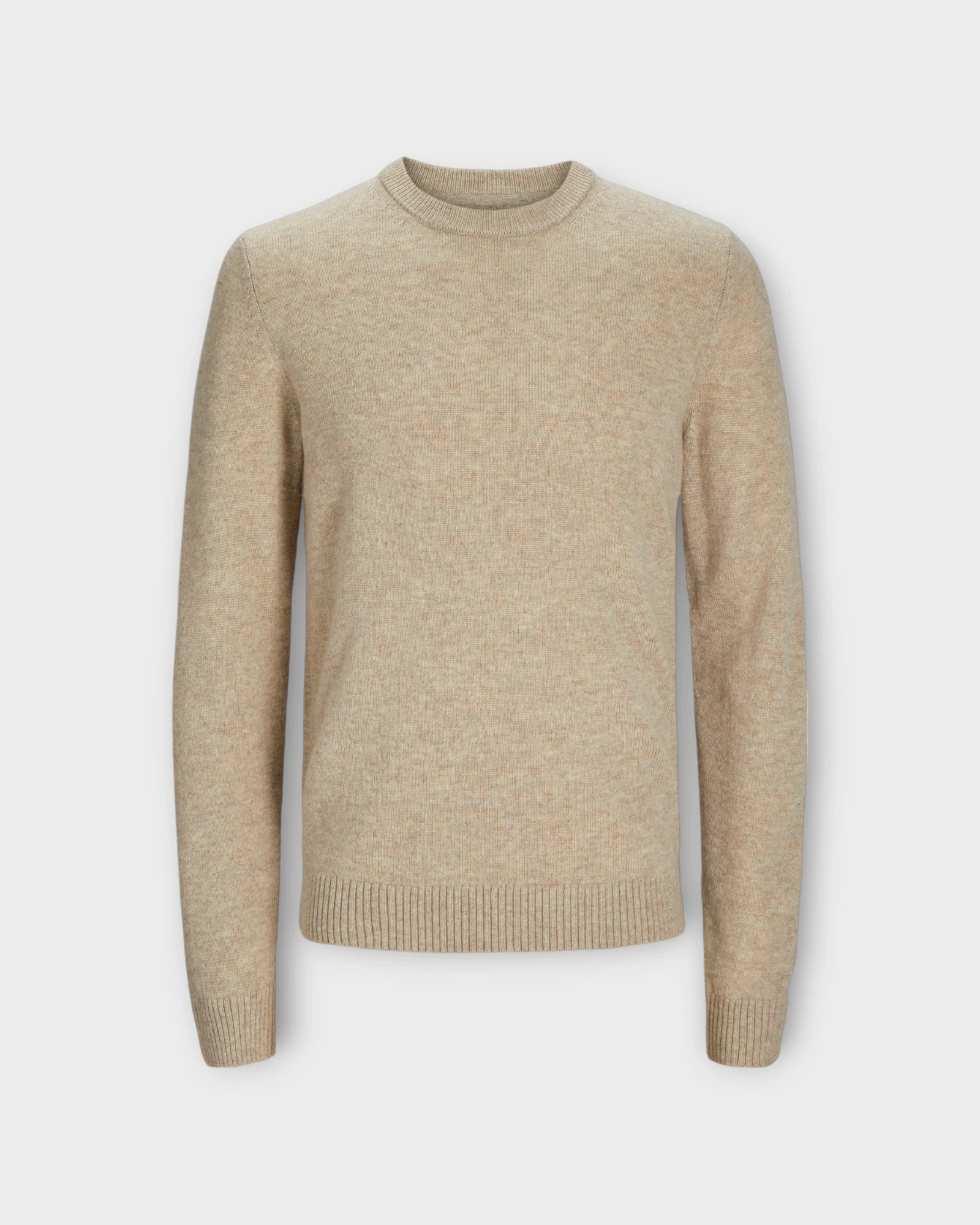 Lambswool Knit Crew Neck LN Oatmeal Melange - Sandfarvet Jack & Jones Herre Strik. Her set forfra