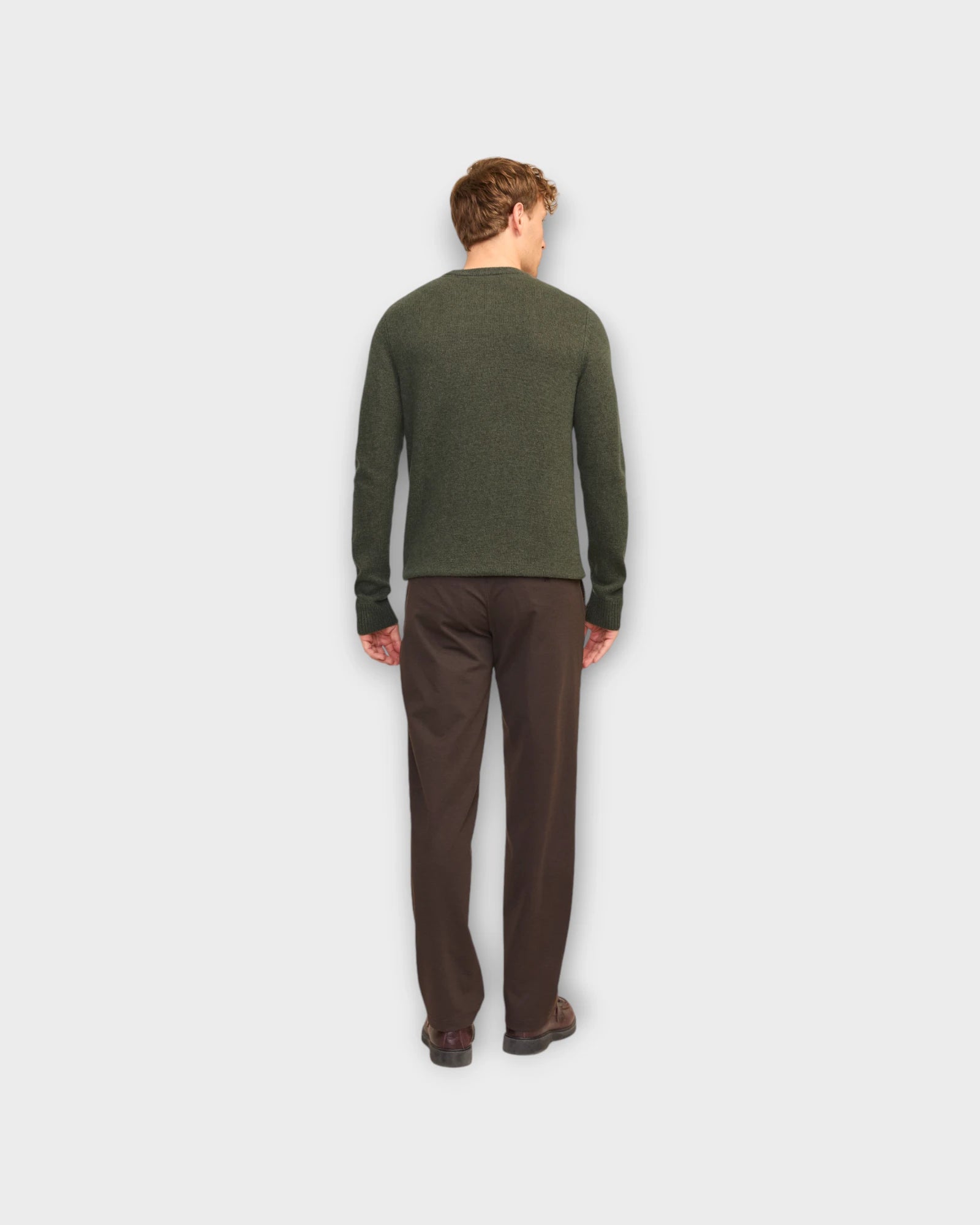 Lambswool Knit Crew Neck Sea Turtle Melange - Grøn Jack & Jones Uld Strik til Mænd. Her set på model bagfra.