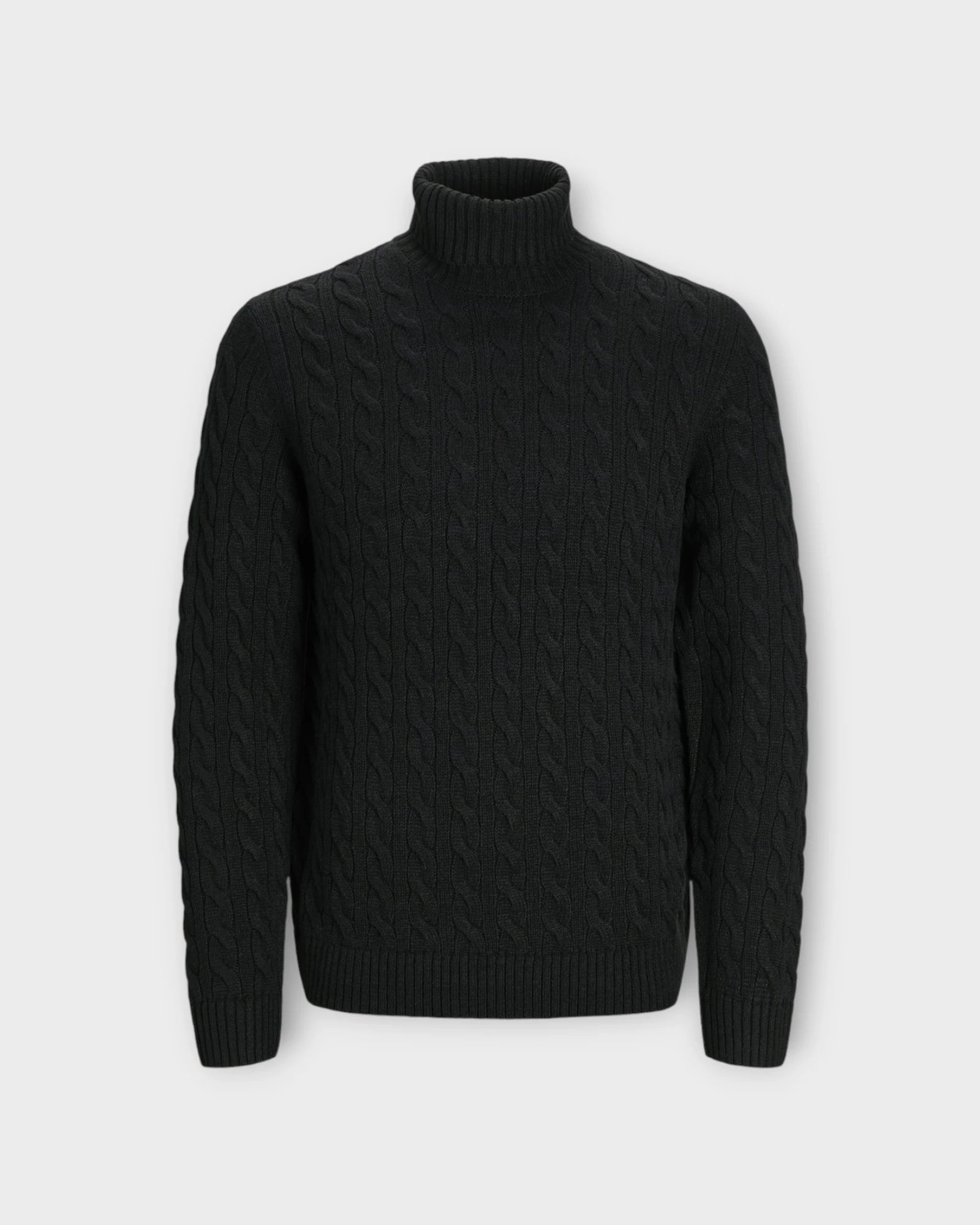 Lucrash Knit Roll Neck Black Beauty - Sort Jack & Jones Strik Rullekrave til Mænd. Her set forfra.