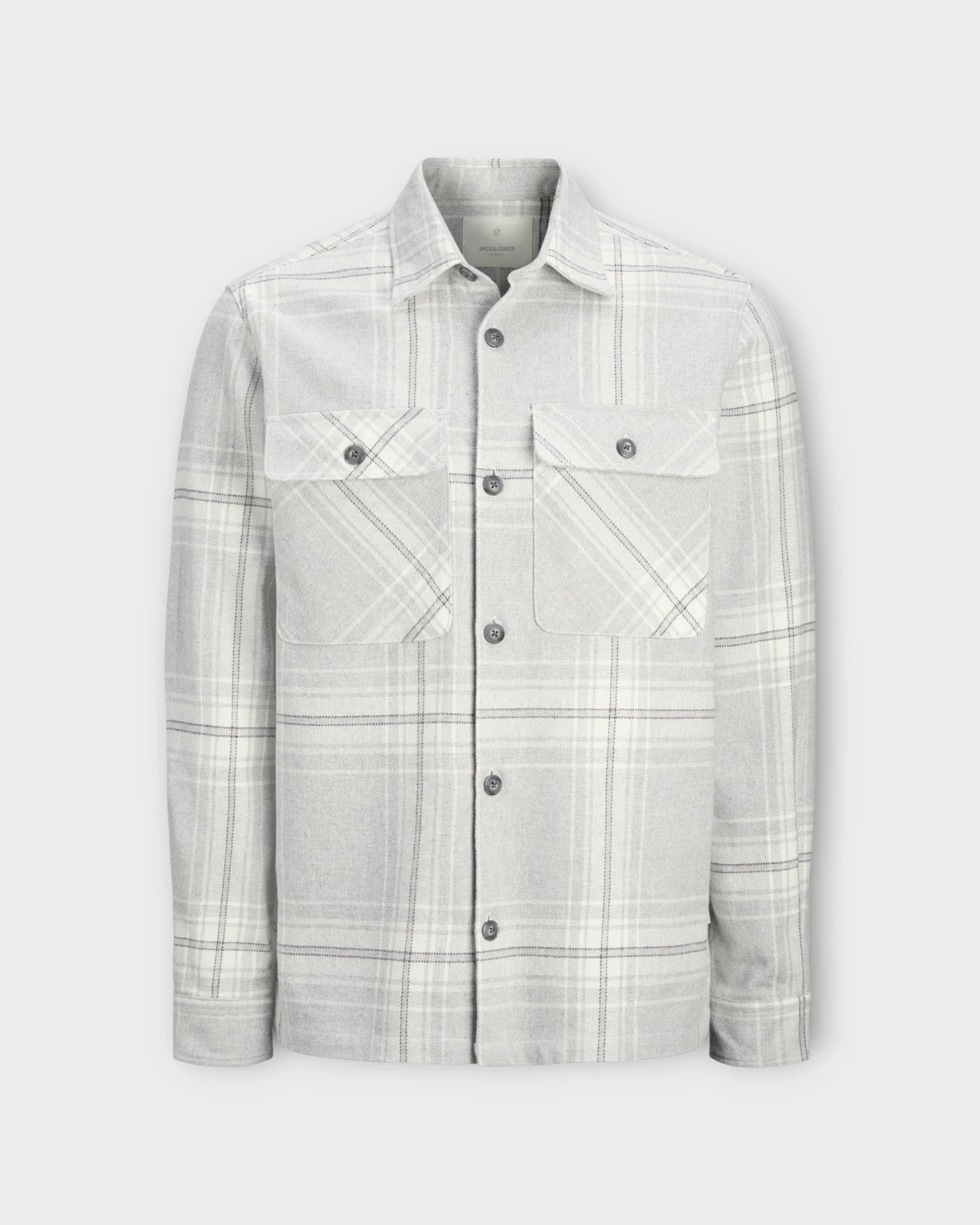 Raymond Melange Check Overshirt Grey - Grå Ternet Jack & Jones Overshirt til Herre. Her set fofra.