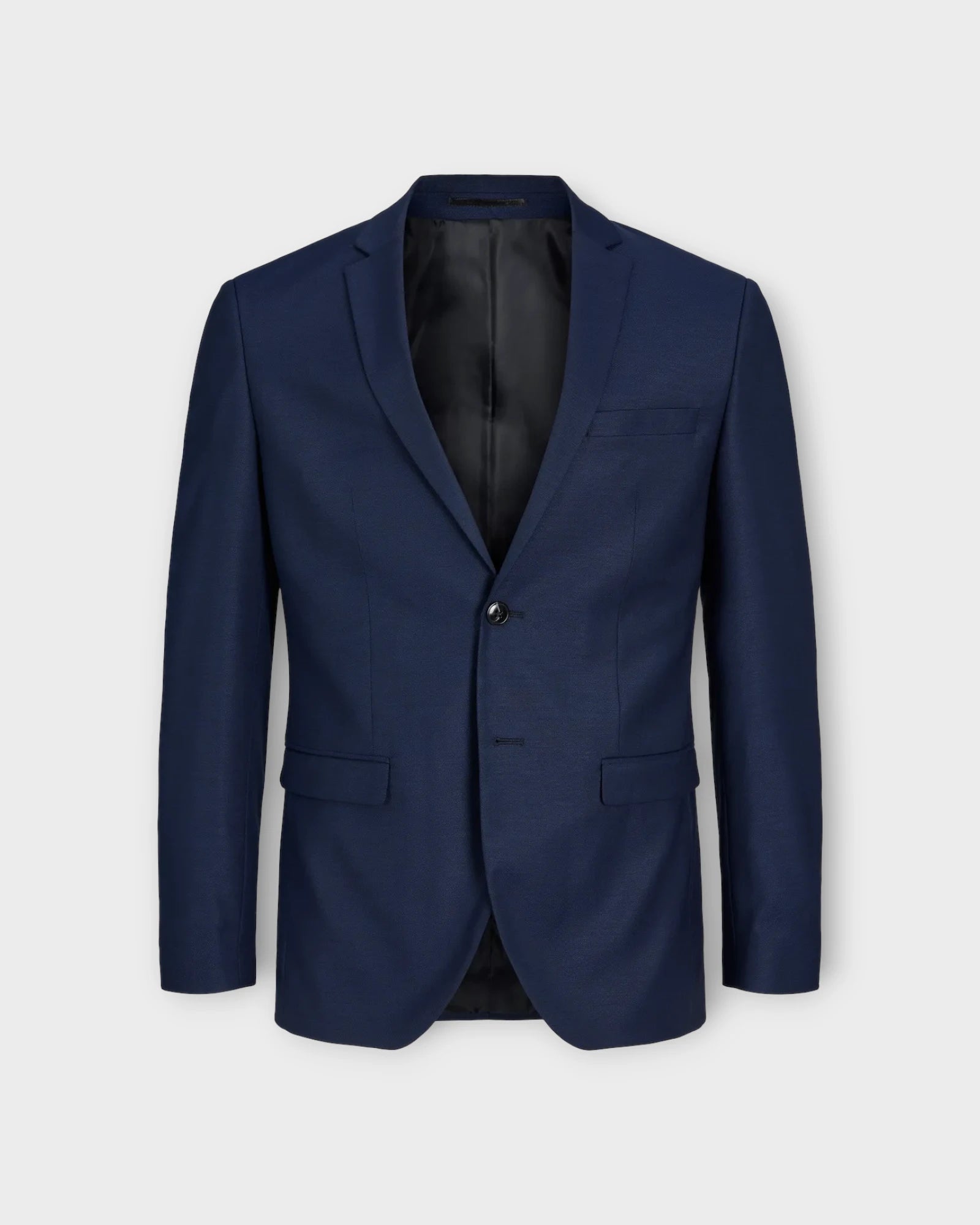 Solaris Blazer Dark Navy - Mørkeblå Stretch Jack and Jones Blazer til Mænd - konfirmationstøj 2025. Her set forfra.