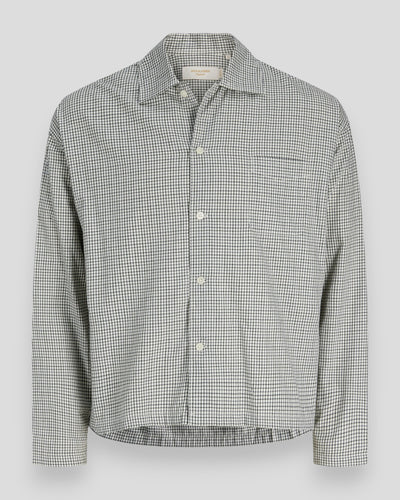 Jack & Jones Austin Clean Check langærmet skjorte i Odyssey Gray med ternet mønster, vises på billedet.