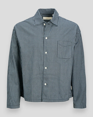 Jack & Jones Austin Clean Check Shirt LS in Sky Captain Checks, featuring a long-sleeve casual shirt with a classic check pattern.