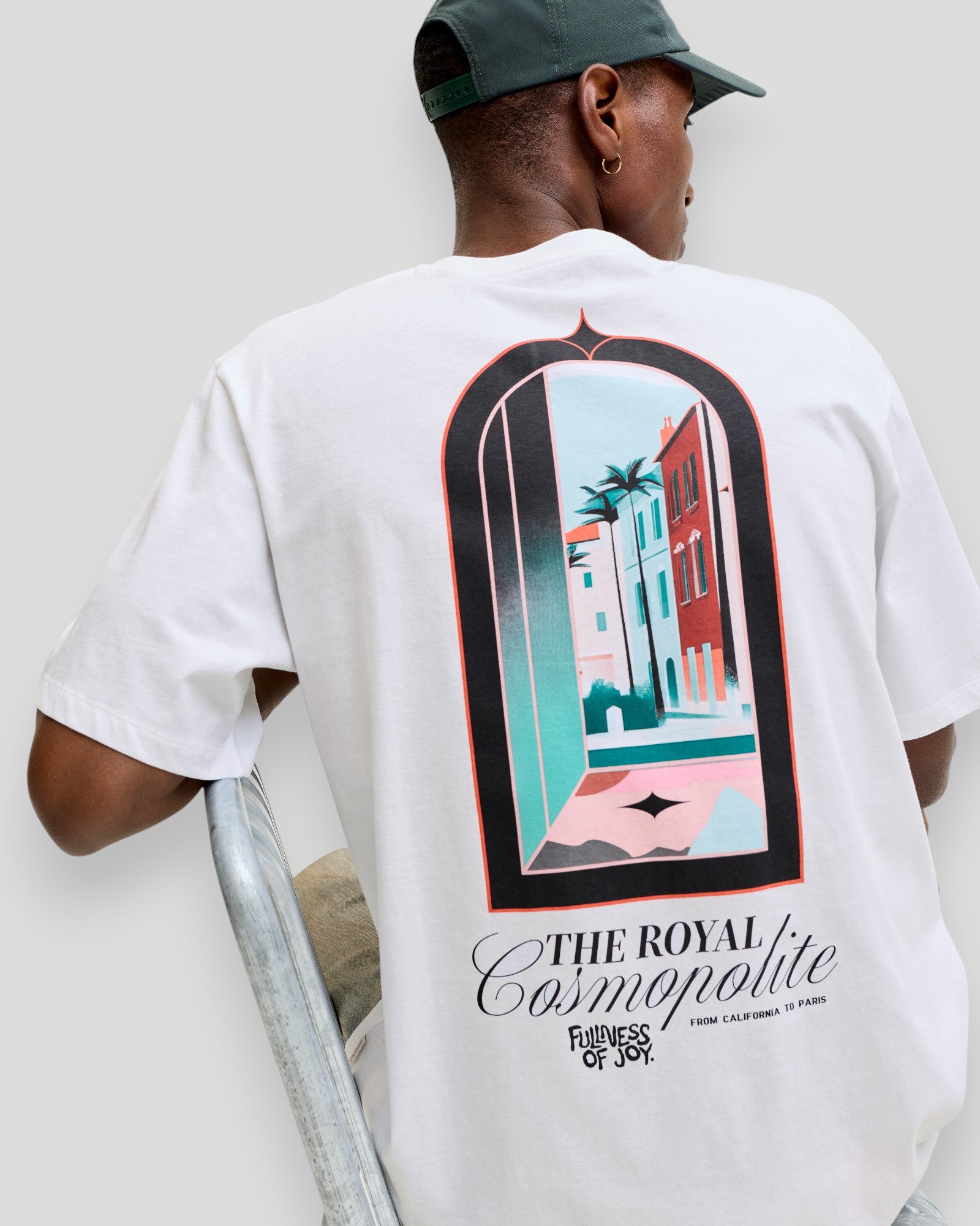 Hvid Jack & Jones Paradise Island Tee med rund hals, kortærmet, afslappet t-shirt for mænd, vises i billedet