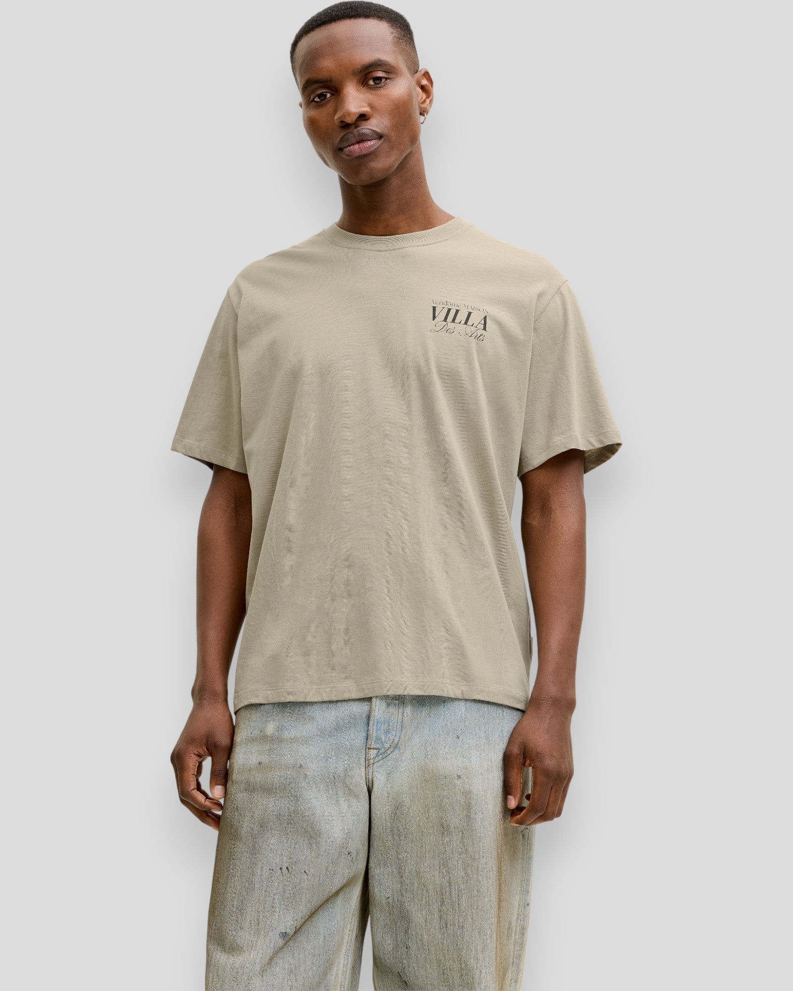 Jack & Jones Paradise Island T-shirt i vintage khaki med rund hals, casual tøj til mænd.