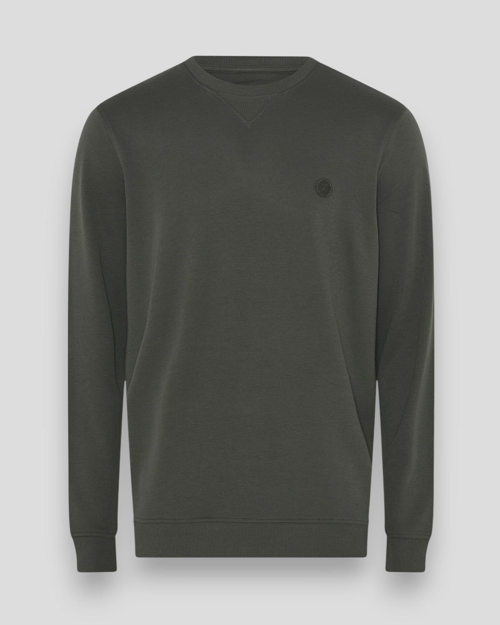 Jbs of Denmark Crew Neck Bamboo Green - Army grøn Bambus Sweatshirt til mænd. Her set forfra.