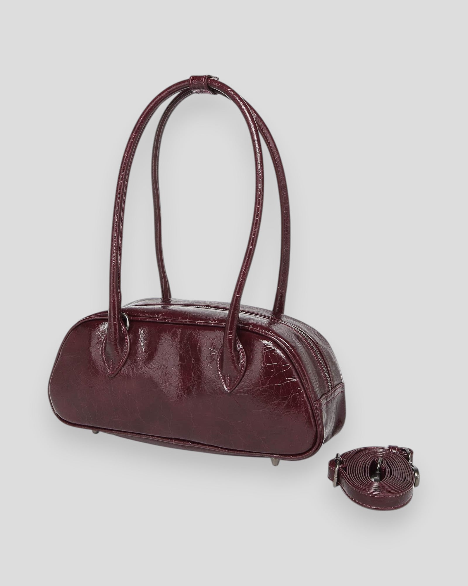 Burgundy Iris Bag for women by Noella, stylish leather handbag with top handles and gold-tone hardware.
