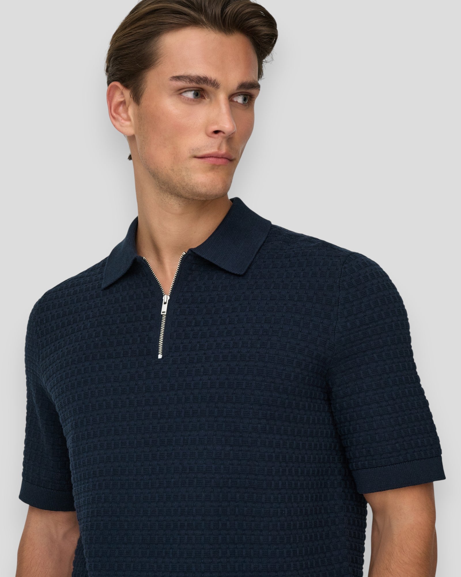 Menu Regular SS Structure Polo Knit - Dark Sapphire