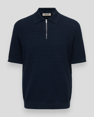 ONLY & SONS Menu Regular SS Struktur Polo i mørk safir, bomuldsknitted polo med klassisk pasform, viste i billedet