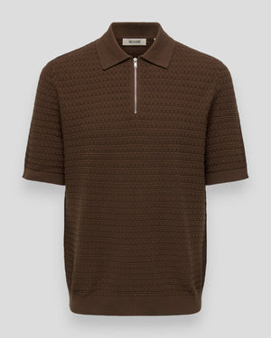 ONLY & SONS Menu Regular SS struktur polo i pottemuld farve, vises med rund hals og blødt strikket materiale.