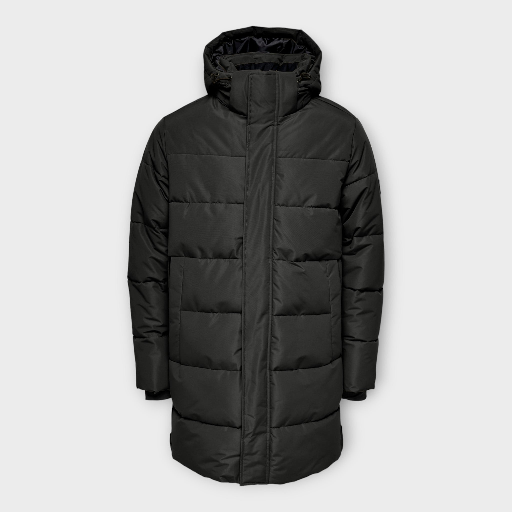 Carl Life Long Quilted Coat - Black