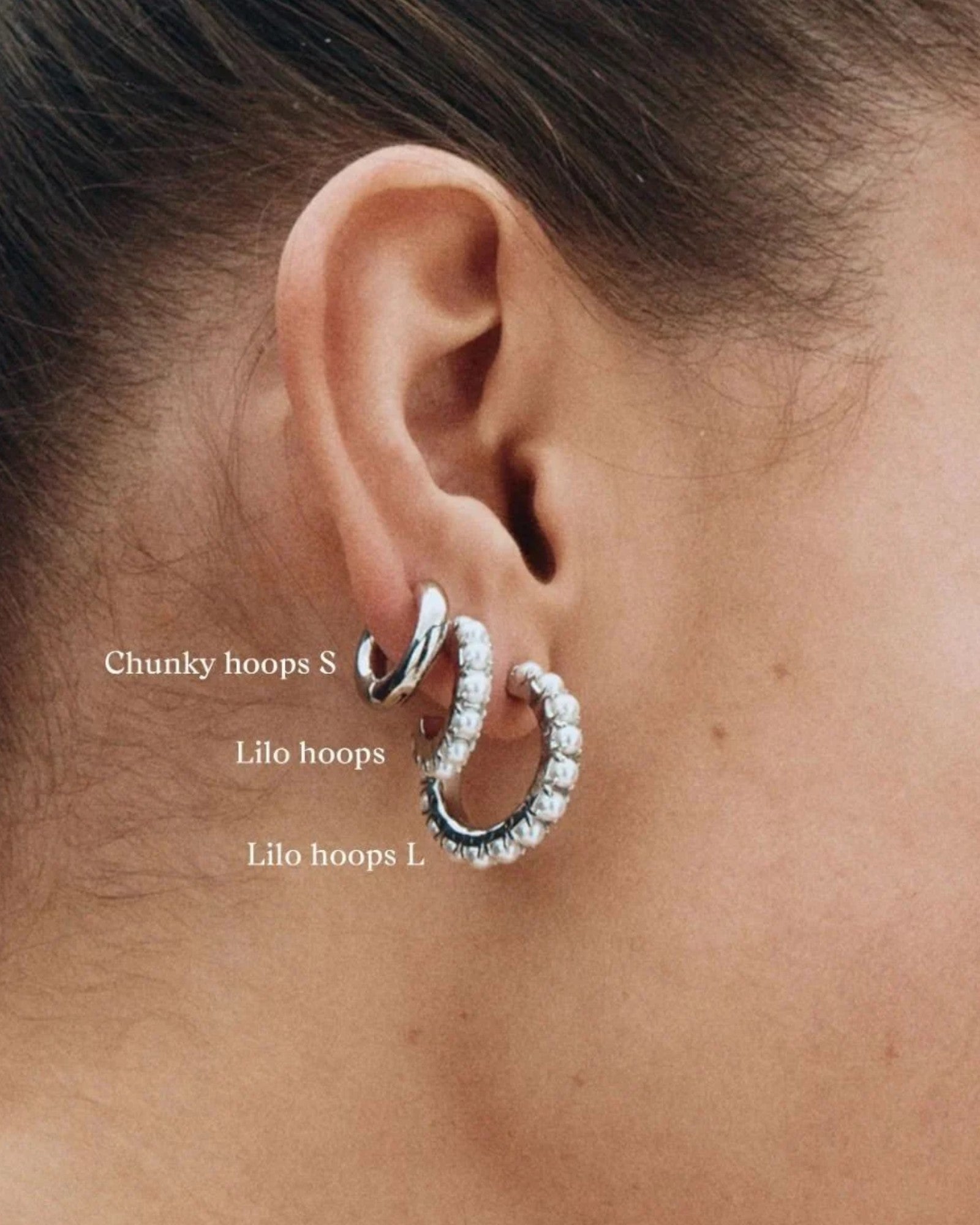 Store øreringe til kvinder, store sølv Lilo Hoops Hoops fra Edblad Dame, chunky og elegant design.