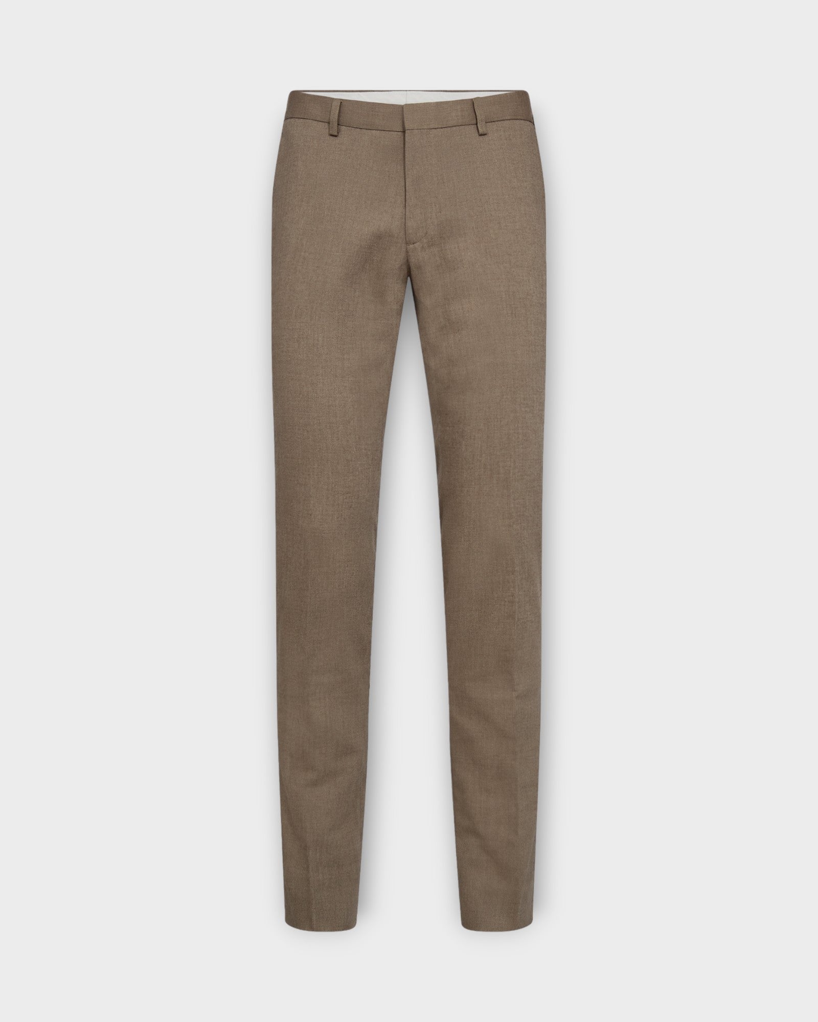 Pollino Classic Fit Suit Pants Brown, brune hørbukser til mænd fra Bruun og Stengade. Her set forfra.