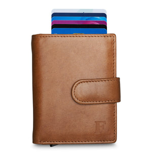 Large cognac wallet by Bags&Stuff, showcasing sleek design and quality leather texture.