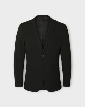 Sort Selected Slim Liam Blazer Flex, herreblazer med slankt snit og fleksibelt stof, vist forfra.