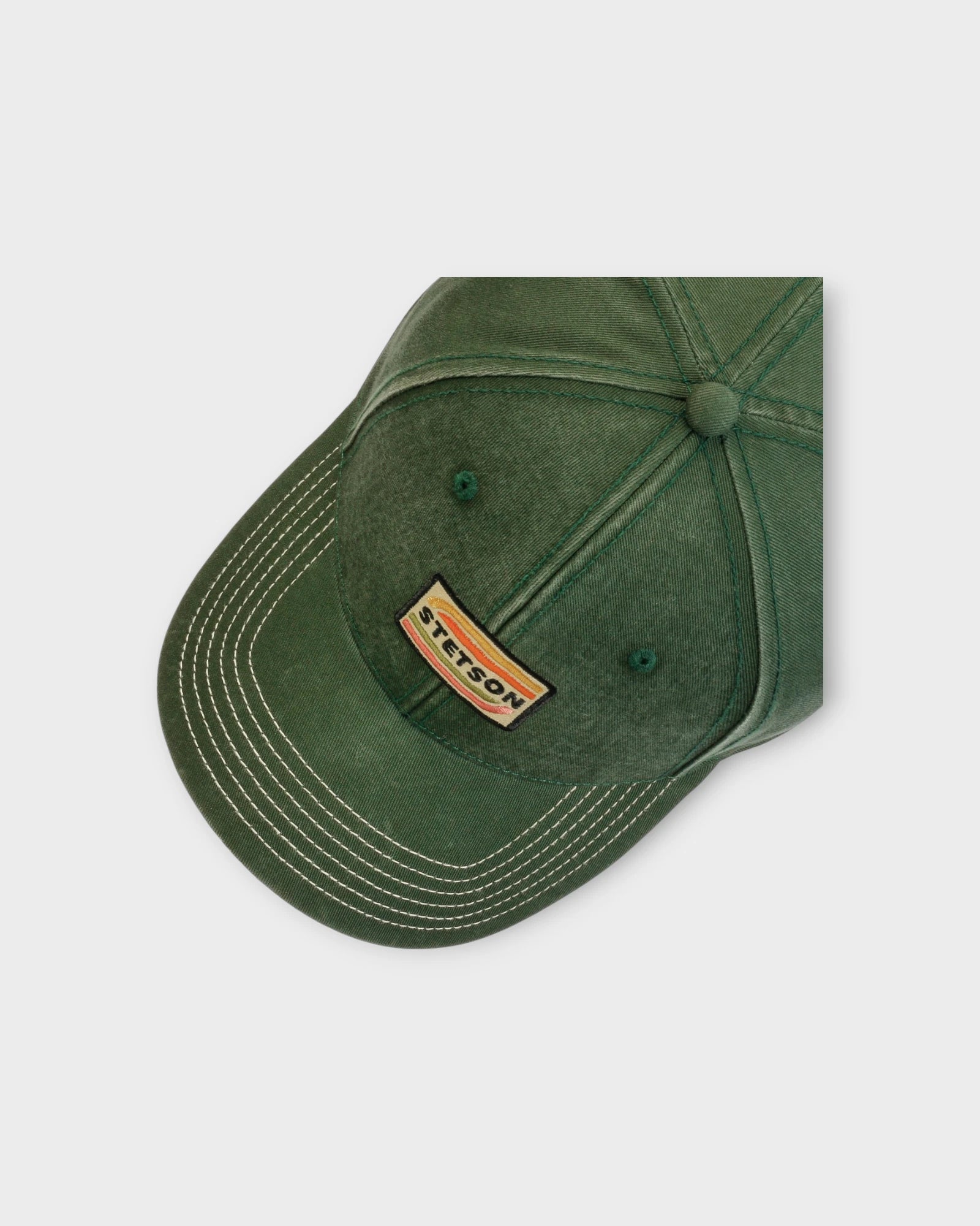 Baseball Cap Lenloy Green - Grøn Stetson Kasket til Mænd - Julegaver til Ham. Her set oppefra.