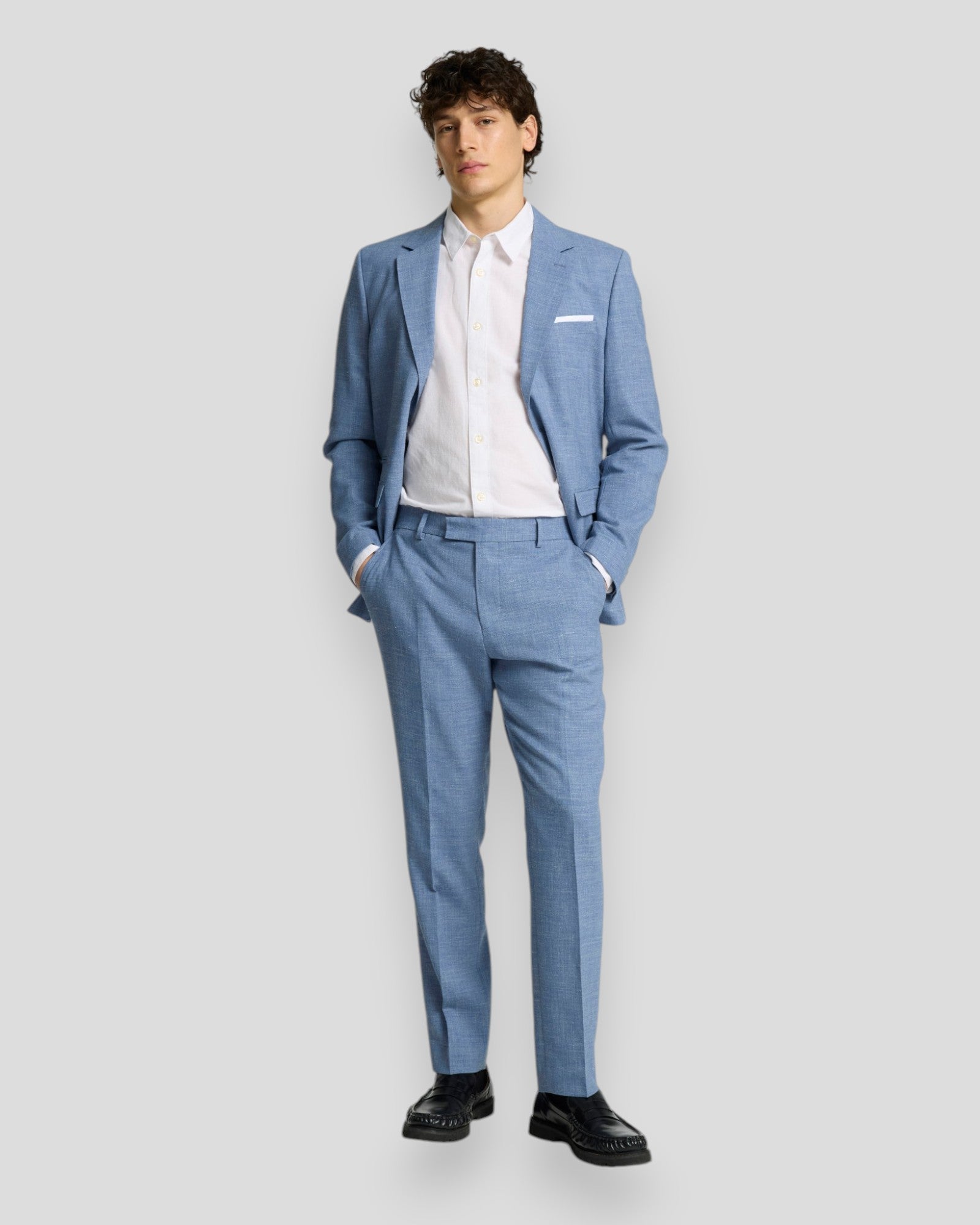 Klassiske Slim Oasis Linen Trousers i Stonewash – kombiner med matchende blazer for et komplet look