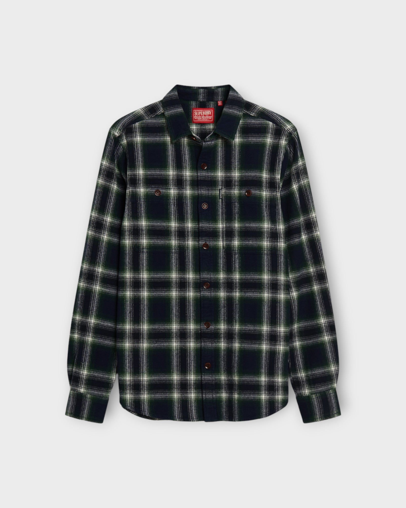 Superdry Vintage Check Overshirt Labrea Ombre Navy. Ternet overshirt til mænd. Her set forfra.