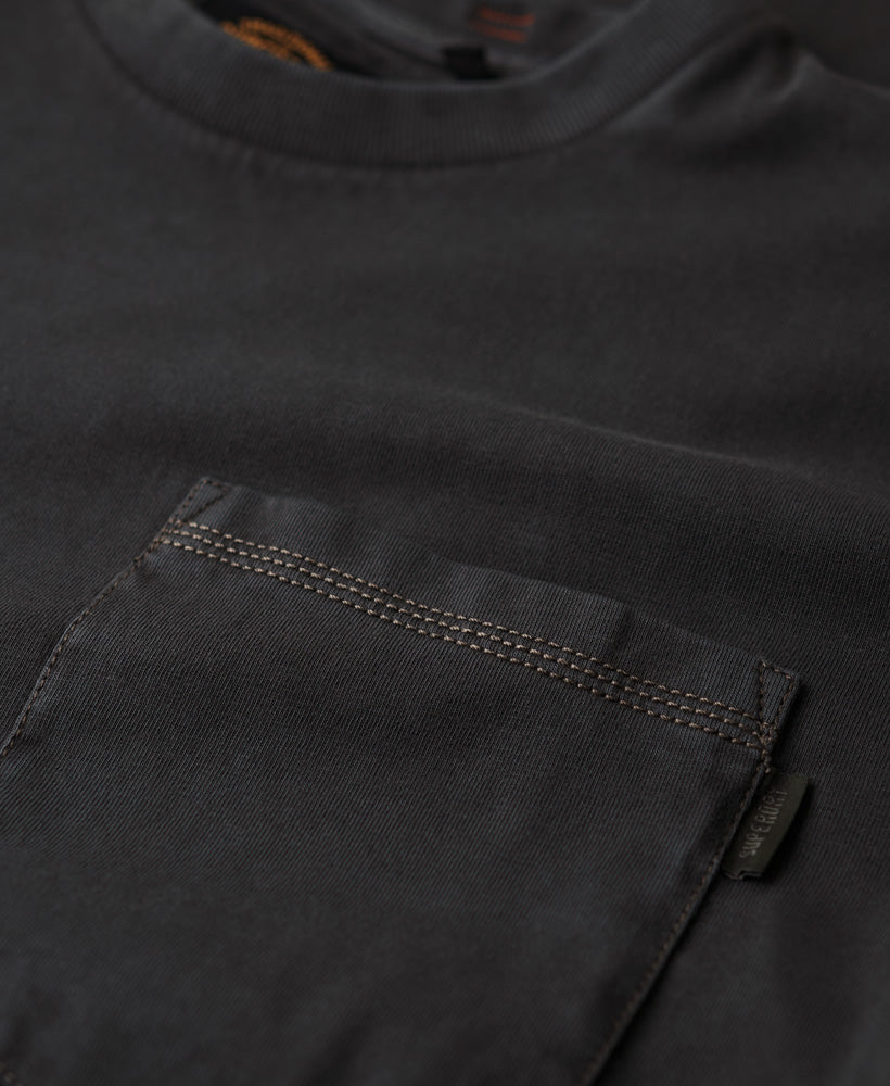 Contrast Stitch Pocket Tee - Washed Black