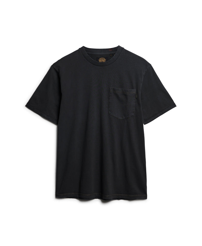 Contrast Stitch Pocket Tee - Washed Black