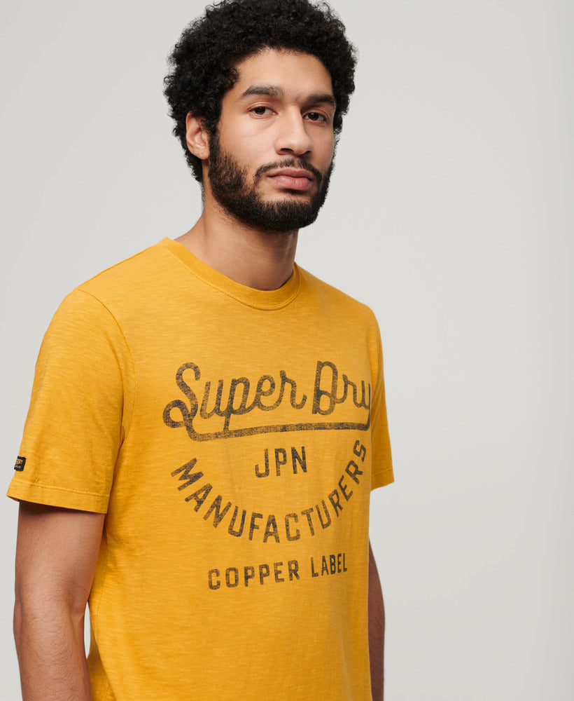 Copper Label Script Tee - Pigment Yellow Slub