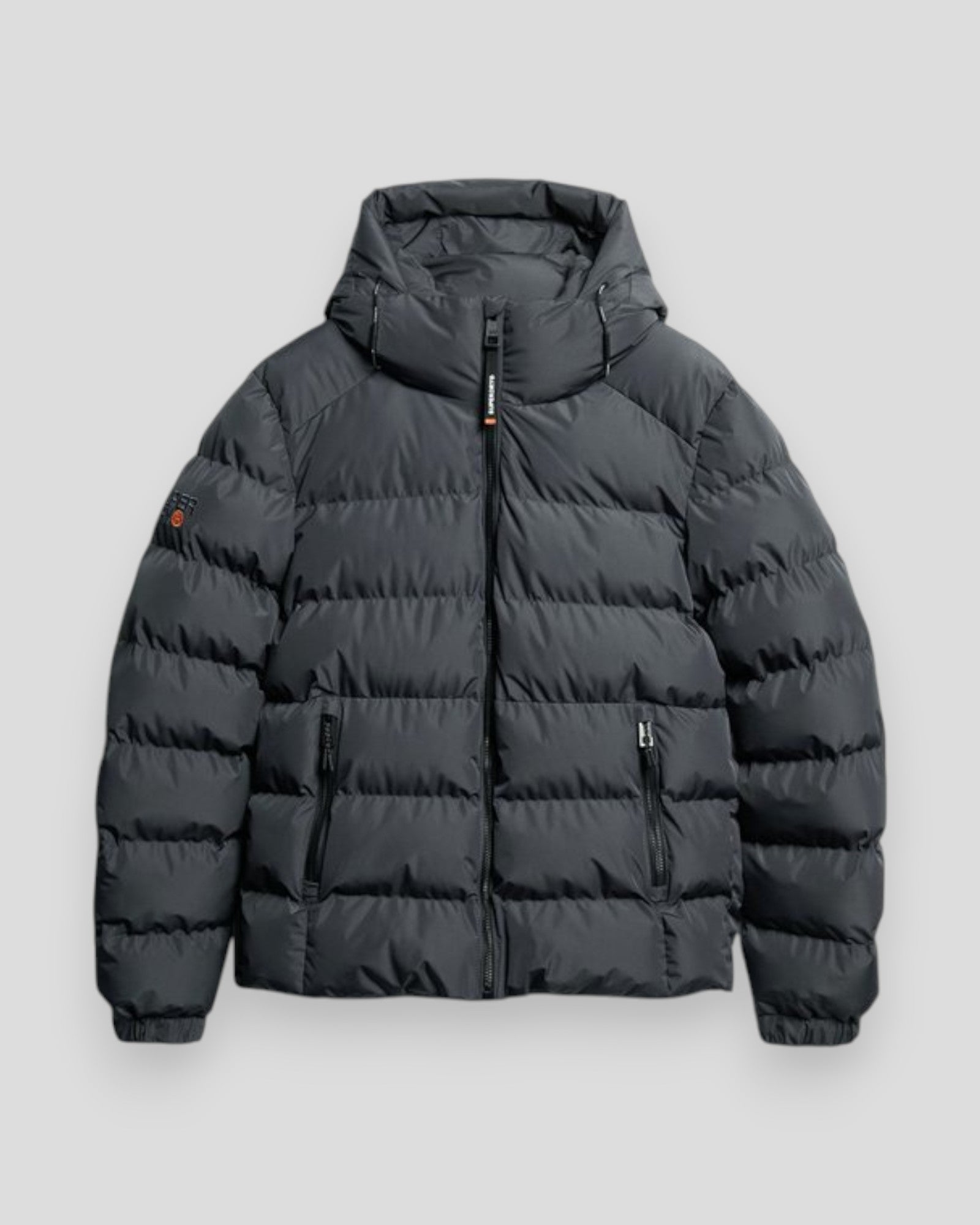 Hooded Sports Puffer Jacket - Ebony