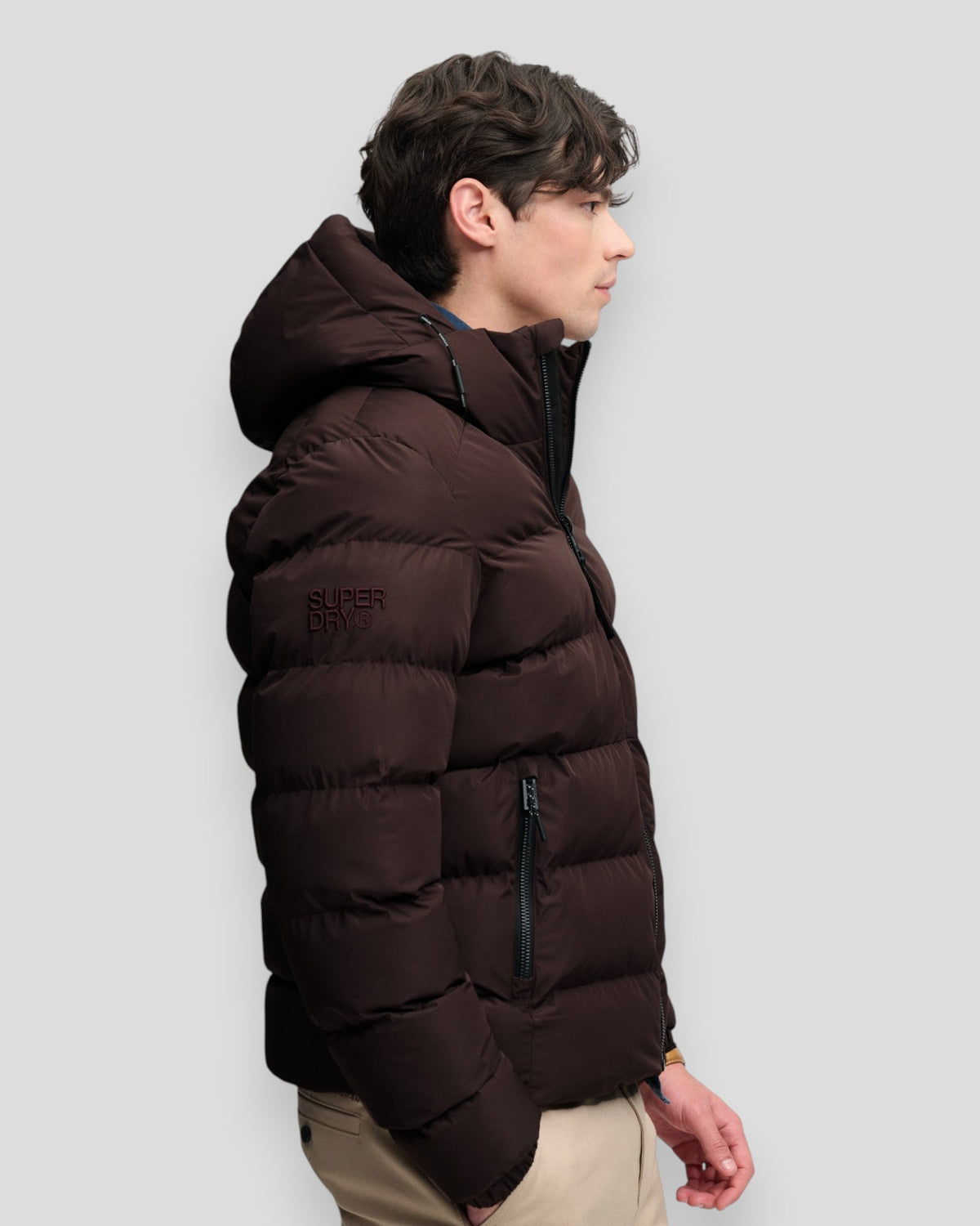 Hooded Sports Puffer Jacket - Peak Dark Plum