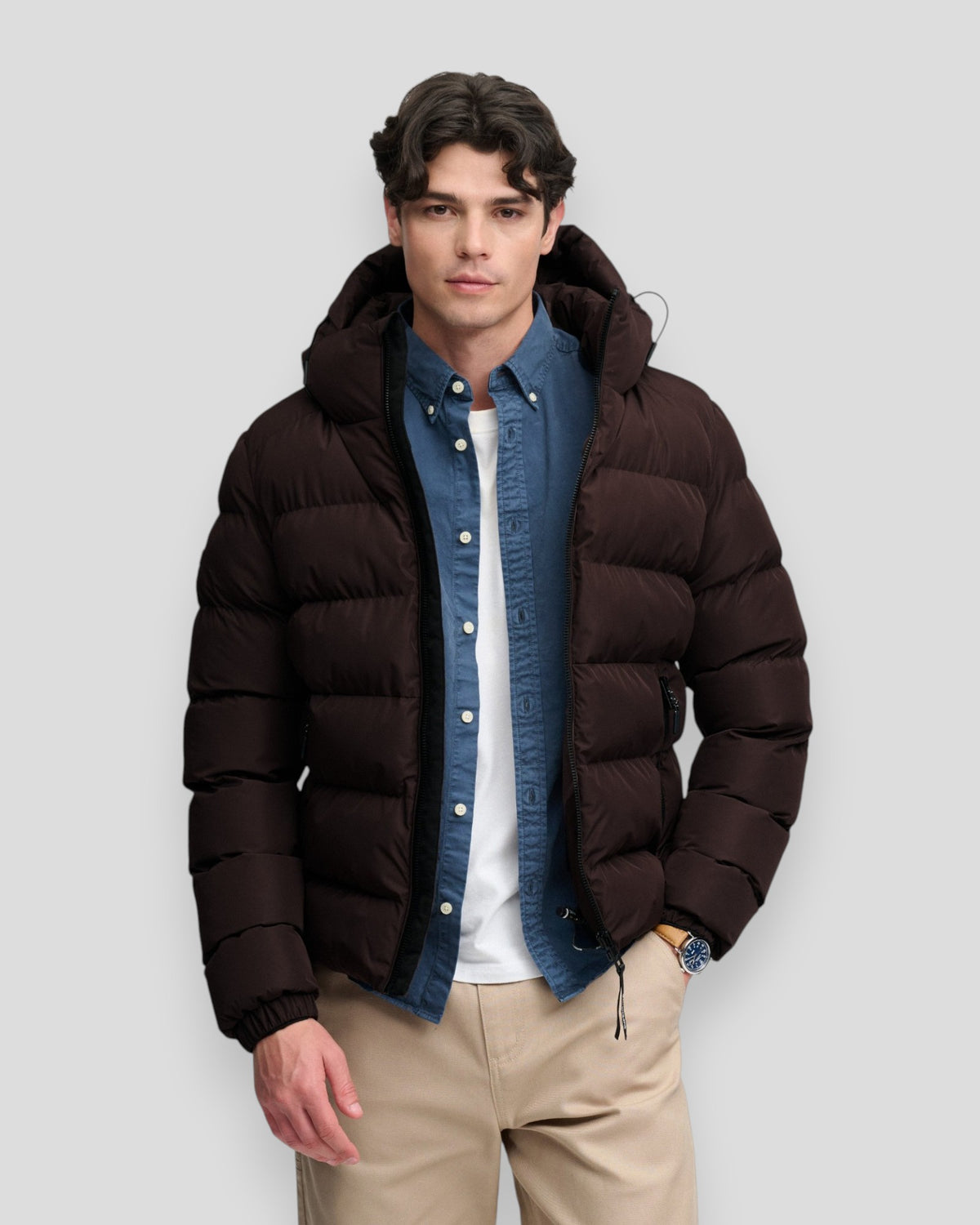 Hooded Sports Puffer Jacket - Peak Dark Plum
