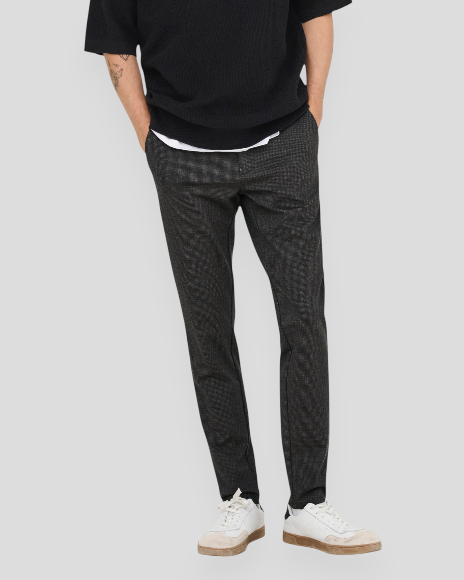 Mark Slim Check 020960 Pant - Coffee Bean